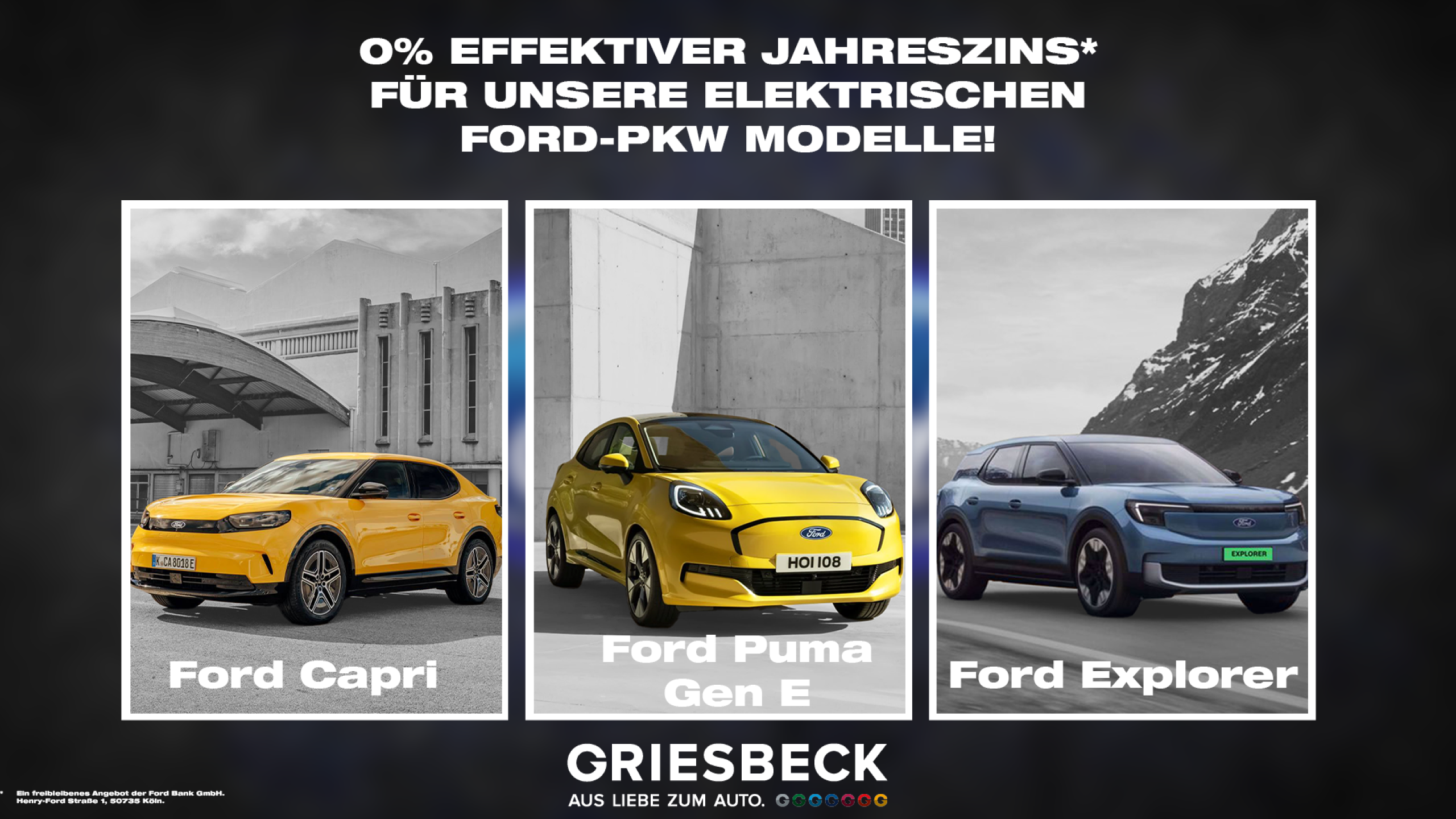 Elektrische Ford PKW mit 0% effektivem Jahreszins